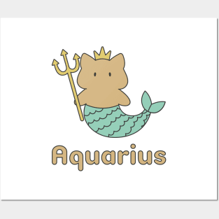 Aquarius Cat Zodiac Sign with Text Posters and Art